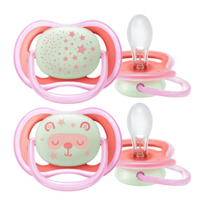 2 Chupetes Air Nocturno 6 18 Meses Niña Avent