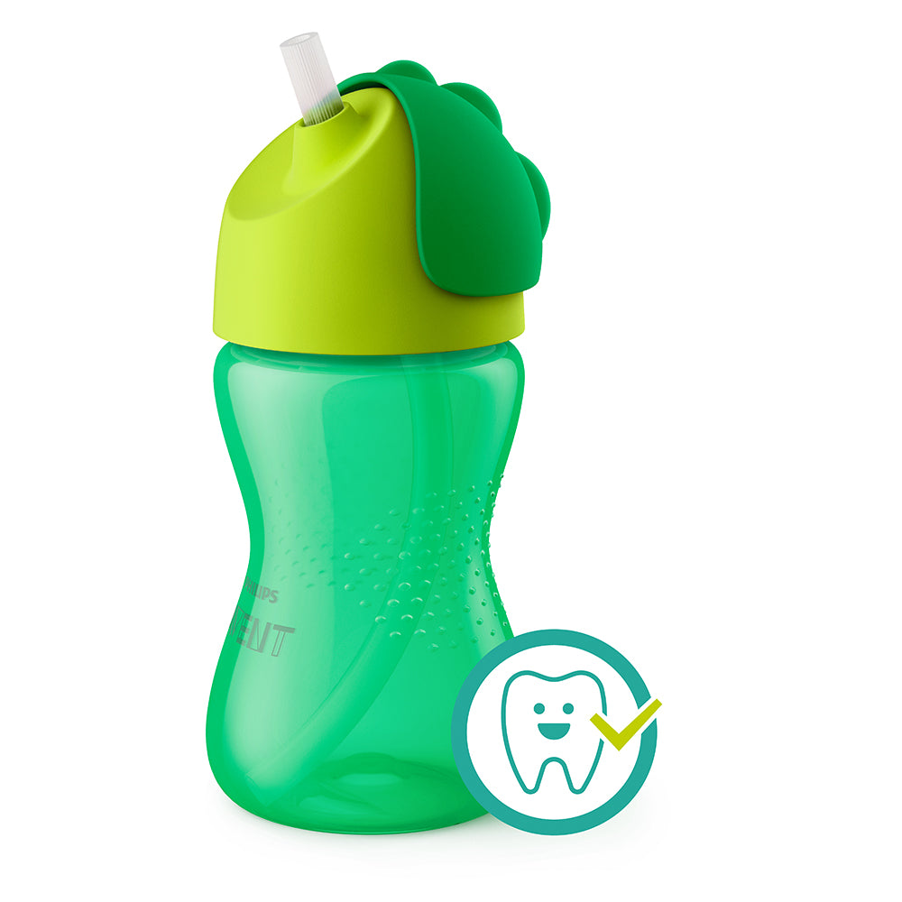 Vaso con Bombilla Flexible de 300 Ml/7 Oz Dino Niño