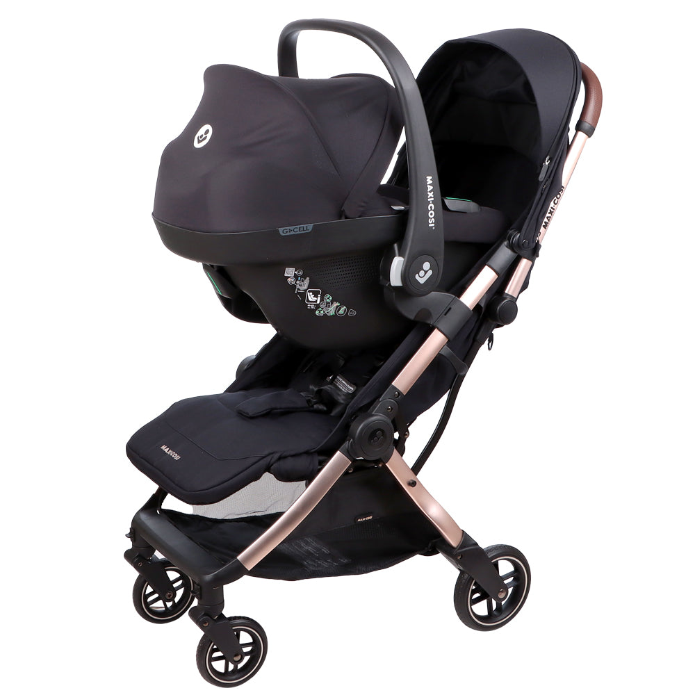 Coche Travel System Eva 3 + Cabriofix I-Size Negro Champagne Maxi Cosi