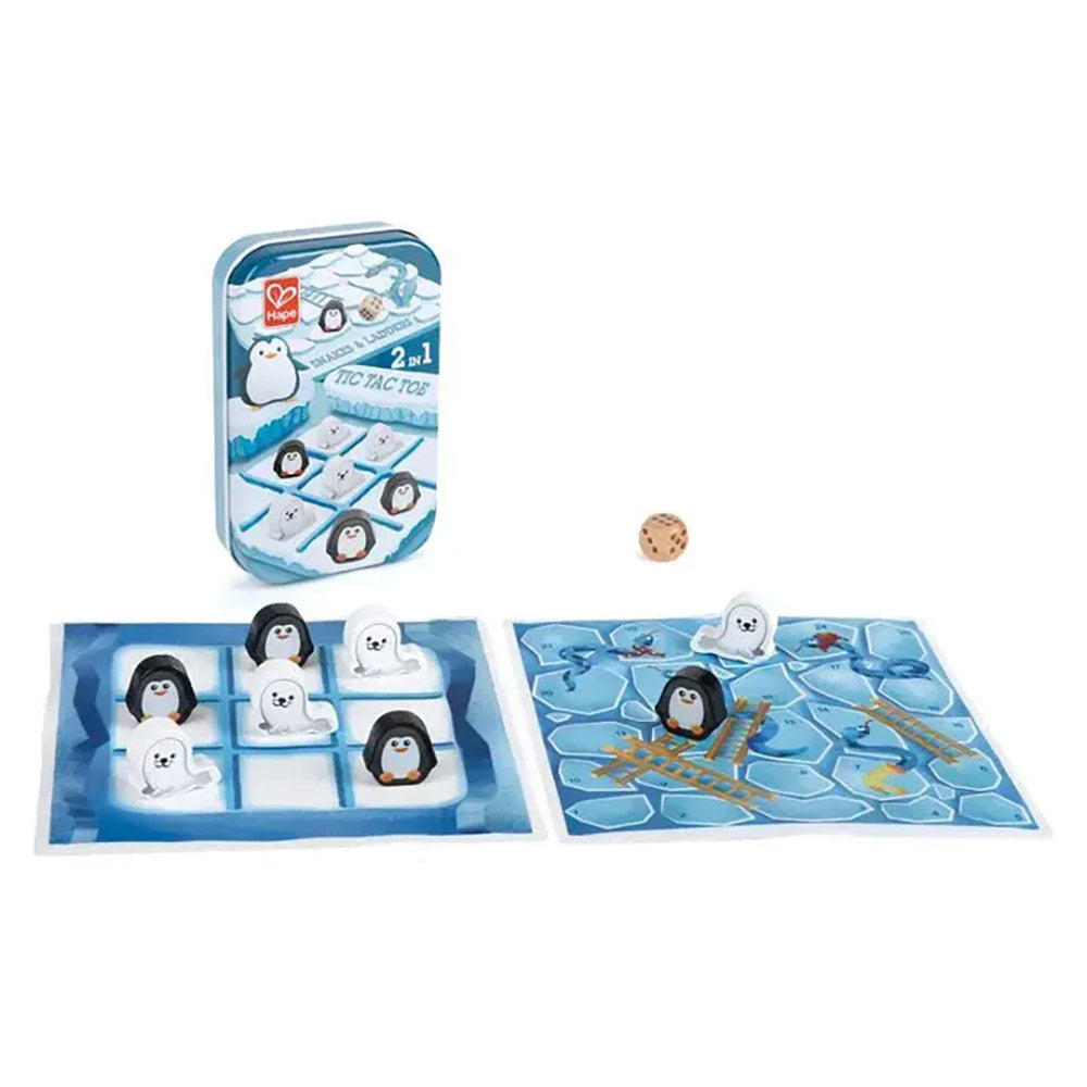 Juego Portátil 2 en 1 Tic Tac Toe/Escaleras & Serpientes Hape