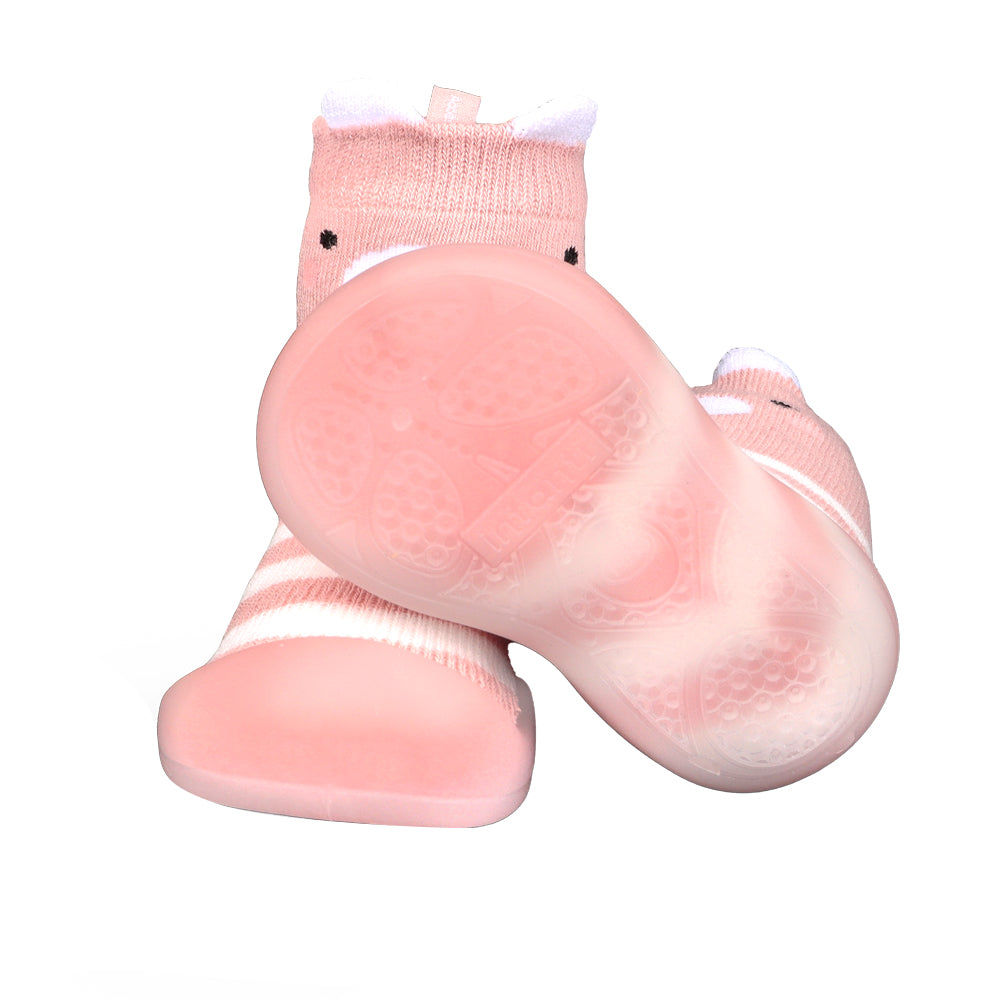 Calcetines Con Suela Raya Rosado Infanti