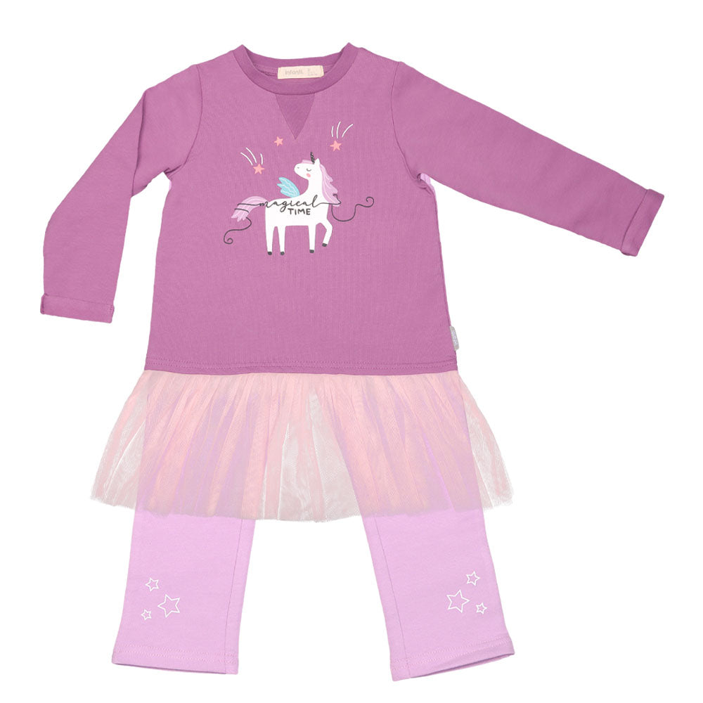 Conjunto Vestido Unicornio Niña Sport Franela Infanti