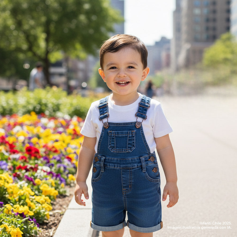 Jardinera Corta Denim Unisex Infanti