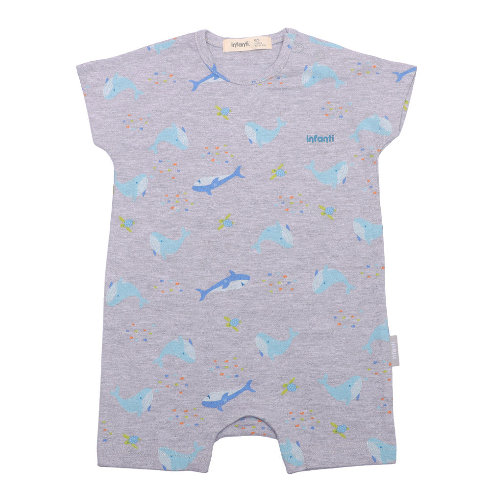 Osito Corto Manga Kimono Sealife Niño Gris Infanti