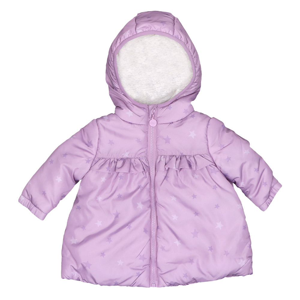 Parka Niña Larga Forro Térmico con Gorro Rosado